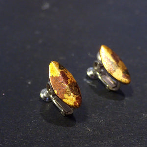 Earrings "Leaf" with gold leaf