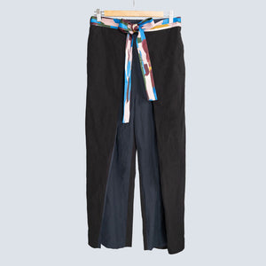 2Way Knot Cotton Pants - Navy