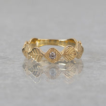 Leaf milgrain ring + brown diamond