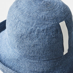 Braid hat / Paper linen braid denim hat wide / M
