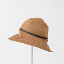 BOXED HAT paper abaca long brim leather belt / M