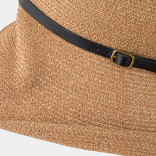 BOXED HAT paper abaca long brim leather belt / M