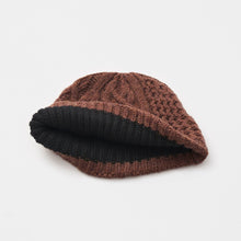 Slant cutting knit cap aran2 lamb