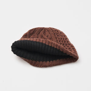 Slant cutting knit cap aran2 lamb