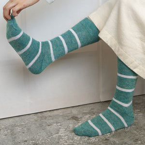 MOHAIR WOOL BORDER SOCKS M