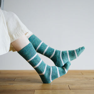 MOHAIR WOOL BORDER SOCKS M