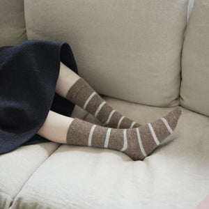 MOHAIR WOOL BORDER SOCKS S