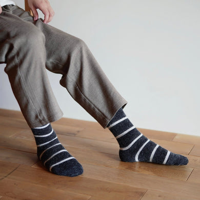 NISHIGUCHI MOHAIR WOOL BORDER SOCKS M