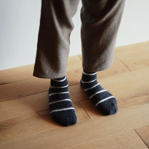 MOHAIR WOOL BORDER SOCKS M