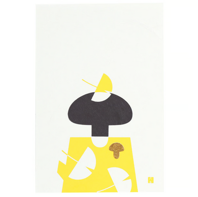 Postcard - Ginkgo and mushrooms