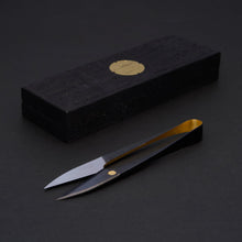 Nagaha 105mm Hand-Forged Japanese Scissors - Blue Steel, Gold Leaf & Urushi / MUJUN
