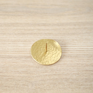 Brass Candle Stand / Circle Hammered Plate