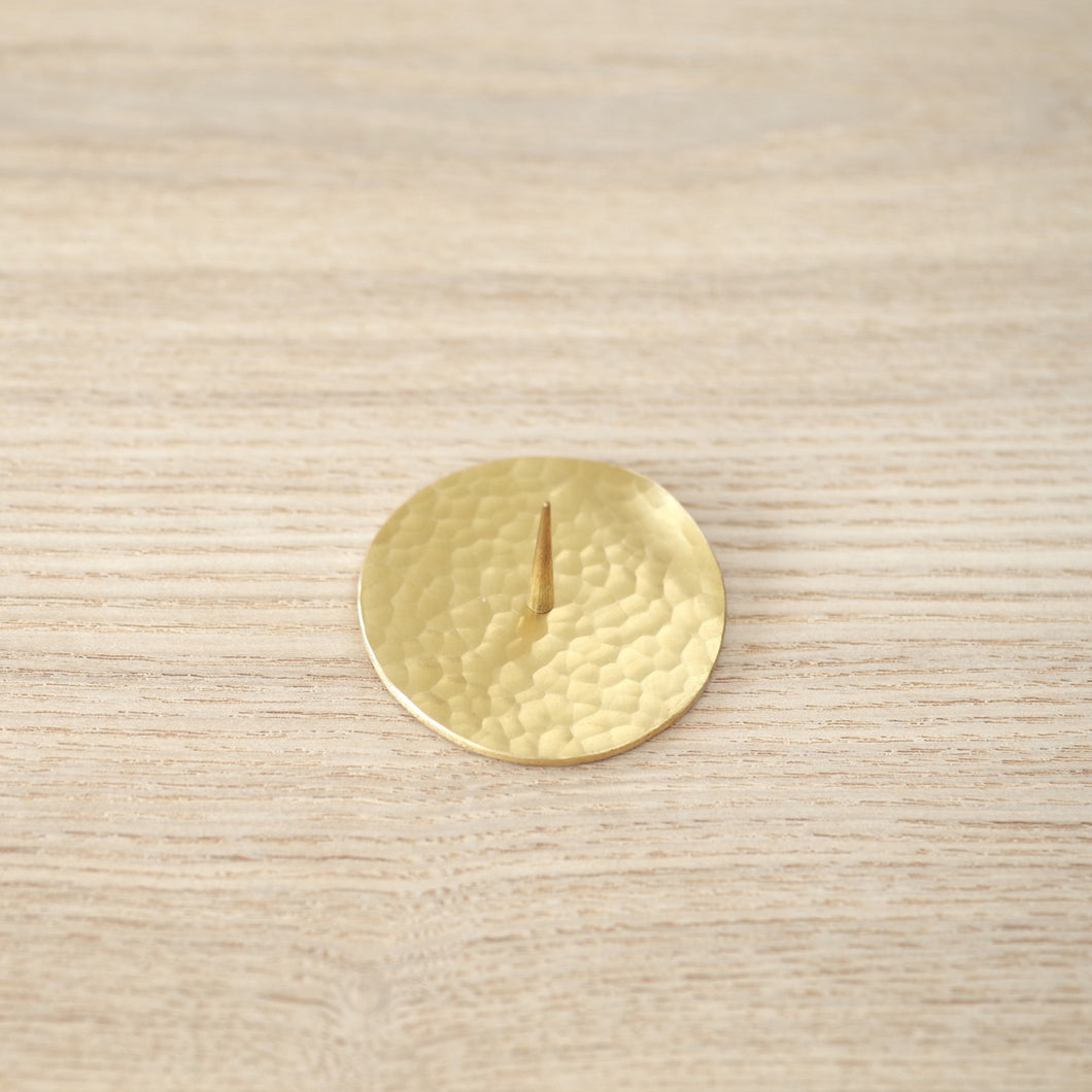 Brass Candle Stand / Circle Hammered Plate