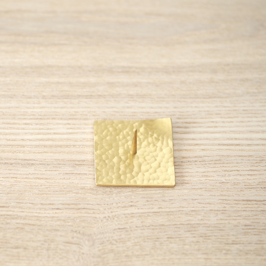 Brass Candle Stand / Square Hammered Plate