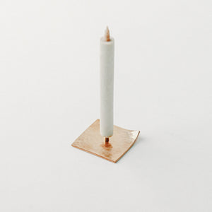 Brass Candle Stand / Square Hammered Plate