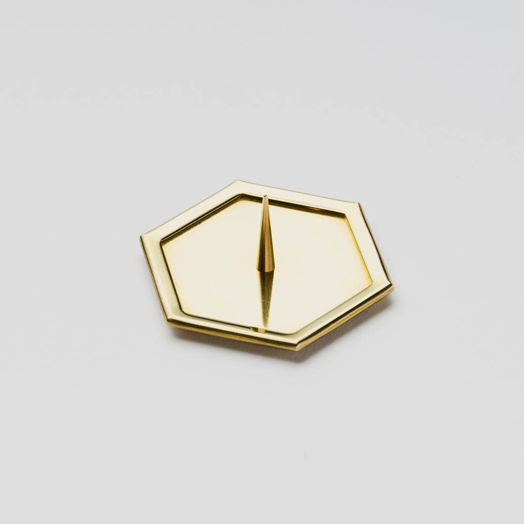 Brass Candle Stand / Hexagon Plate