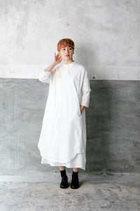 Shirt Dress / Pleats White