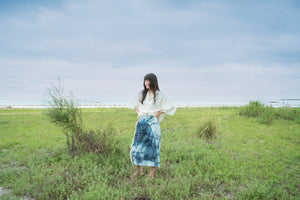 Denim Skirt / Sazanami Marble Bleach