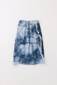 Denim Skirt / Sazanami Marble Bleach