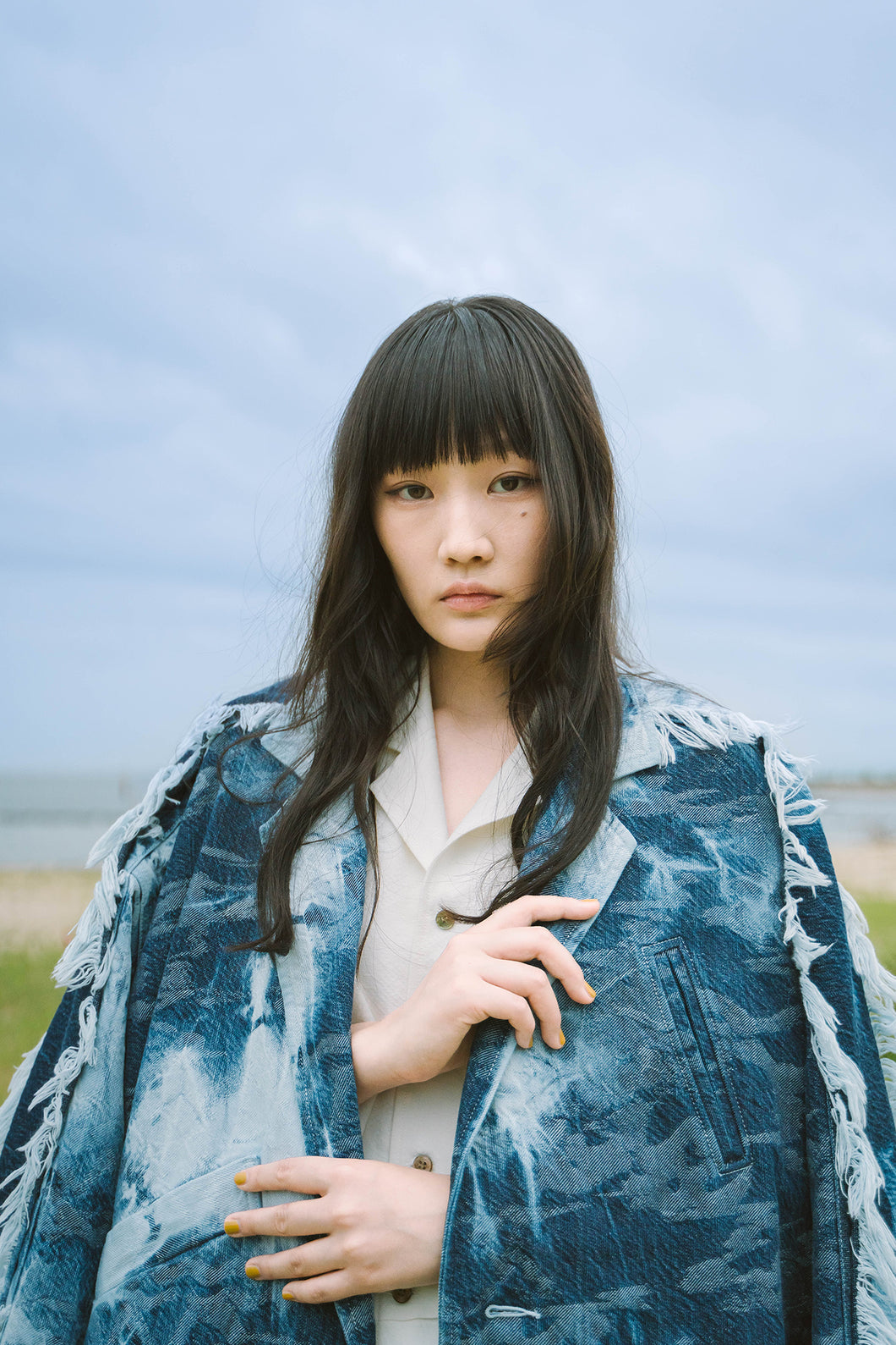 Denim Coat / Sazanami Marble Bleach