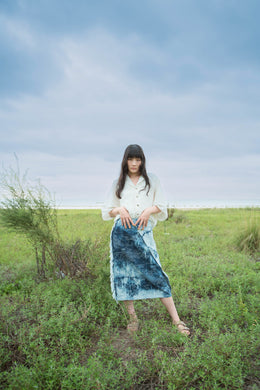 Denim Skirt / Sazanami Marble Bleach
