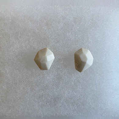 DEER HORN JEWERLY Earring / White Heptagon  (sold as a set)