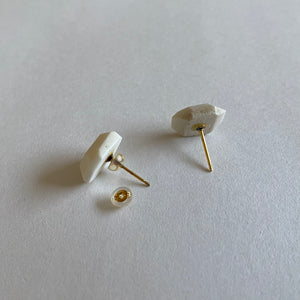 DEER HORN JEWERLY Earring / White Octagon (sold as a set)