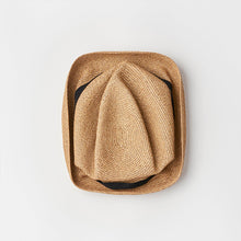 BOXED HAT / 7cm brim grosgrain ribbon / mix brown base / S
