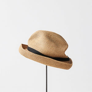BOXED HAT / 7cm brim grosgrain ribbon / mix brown base / S – MONO SHOP