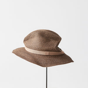 BOXED HAT / 6.5cm brim grosgrain ribbon / dark brown base / M