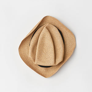 BOXED HAT / 6.5cm brim grosgrain ribbon / mix brown base / M
