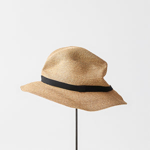 BOXED HAT / 6.5cm brim grosgrain ribbon / mix brown base / S