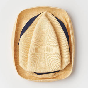 BOXED HAT / 7cm brim grosgrain ribbon / natural base / M