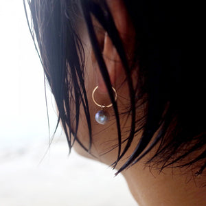 Pearl Hoop Earring  / Blue Planet